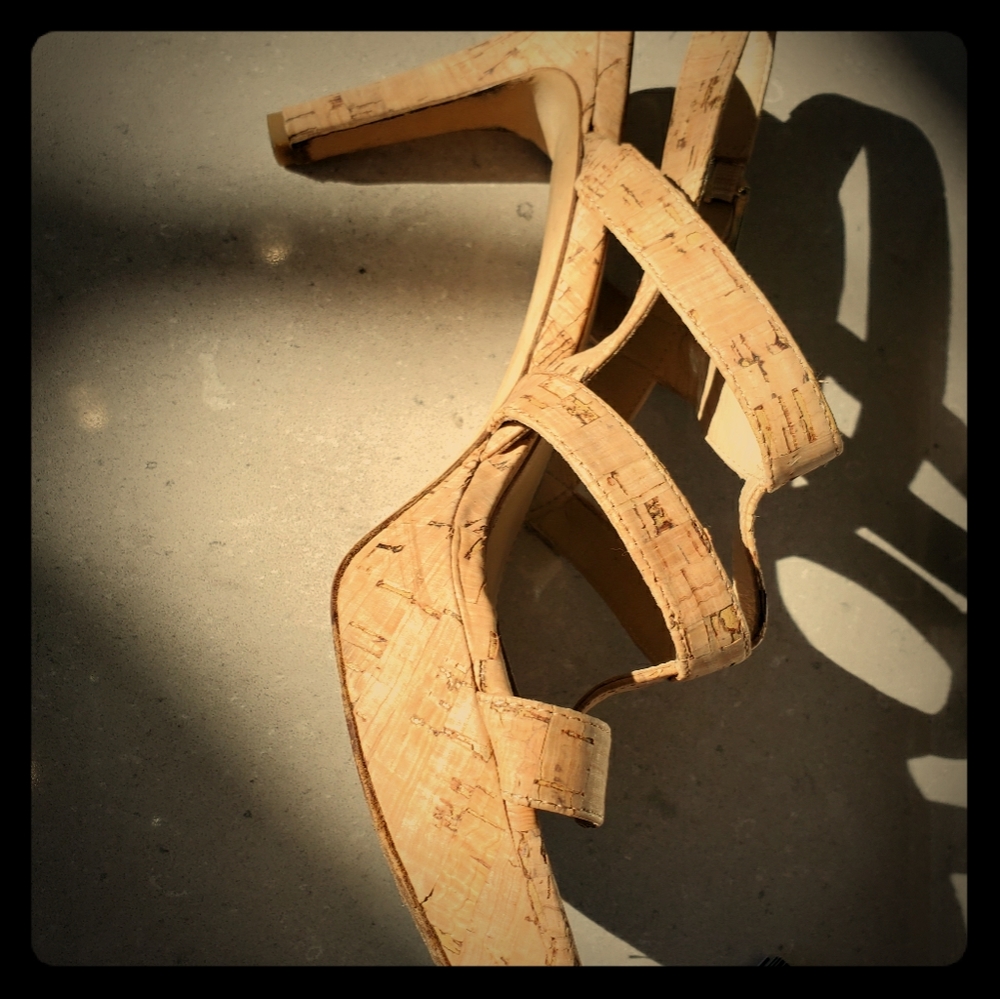 Cork sandal 1" platform 3 1/3" stilleto heel